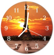 Zegar szklany okrągły Wieża Eiffla