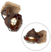 Przesuwny reflektor industrialny brązowo-rdzawy z drewnem - GinaPrzemysłowy Oswietlenie wewnetrzne