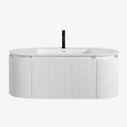 Zestaw Mebli Łazienkowych Z Drewna Zintegrowany Z Umywalką Carsone Biała & Bez Jednostki Pomocniczej & Bezlusterkowiec & - Sklum