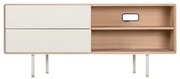 Biało-naturalna szafka pod TV z litego drewna dębowego 150x64 cm Fina – Gazzda