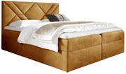Musztardowe welurowe łóżko kontynentalne 5 rozmiarów Z1-Z88