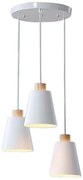 Lampa sufitowa metalowa klosz lite drewno wisząca AT25-3SZ-White