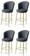 Zestaw krzeseł barowych Alte Anthracite and Gold, 4 szt., 4 szt.