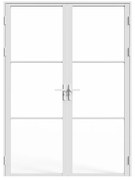 Drzwi kompletne 2-skrzydłowe dwustronne z aluminium i szkła hartowanego - 2 x wys. 204 x szer. 73 cm - Biały - MASERU