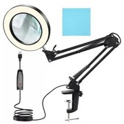 LED Lampa stołowa ściemnialna ze szkłem powiększającym LED/6W/5V czarna