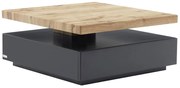 Stolik kawowy KYRIA - 1 szuflada i obrotowy blat - MDF - Kolor: Antracytowy i dębowy