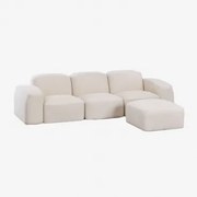 Bastian 3-częściowa Modułowa Sofa I Pufa Gruba Tkanina Szenilowa Biała - Sklum