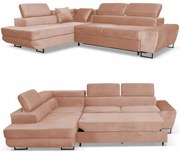 Narożnik rogówka rozkładany f spania Bosso lewy Family meble ciem beż welur