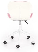 MATRIX 3 fotel młodzieżowy jasny różowy / biały skandynawski kółka kauczuk