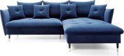 Narożnik GLAM Prawostronny z funkcją spania, zestaw z poduszkami wolnostojący tkanina RIVIERA 81 Niebieski DOMO HOME