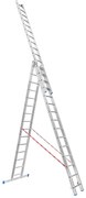 Trzyczęściowa aluminiowa drabina PROFI, 3x15 stopni, 9,79 m