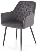 Popielate welurowe krzesło pikowane metalowe - Hatos