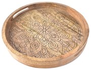 InDecor Taca z drewna mango Mandala, 38 x 38 x 4,5cm