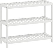 HOMCOM 3-poziomowy regał bambusowy, regał na buty, regał do przechowywania, lakierowane wykończenie, Biały