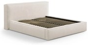 Kremowe tapicerowane łóżko dwuosobowe ze schowkiem ze stelażem 140x200 cm Simon Olivia – Micadoni