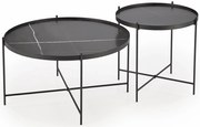 Komplet czarnych okrągłych stolików kawowych - B6-E26