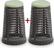 Plastikowy kosz na worki na odpady 120 l 1+1 GRATIS czarny, zielone wieko