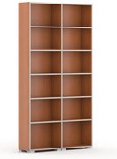 Biblioteka SILVER LINE, 2 kolumny, 2230 x 1200 x 400 mm, czereśnia