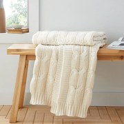 Białobeżowy koc dzianinowy 130x170 cm Chunky Marl Knit – Catherine Lansfield
