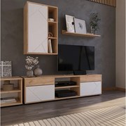 Ściana w salonie gold power dąb/biały 139.8x35.4x38.9 berno