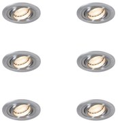 Zestaw 6 Nowoczesnych Reflektorów Wpuszczanych Stalowych - Rondoo
