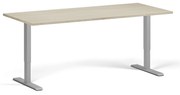 Biurko z regulacją wysokości, 180x80 cm, 2 silniki, szara podstawa, dąb naturalny