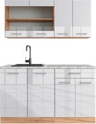 Pojedyncza kuchnia biały wysoki połysk/złoty dąb power 140x60x81.6 r-line