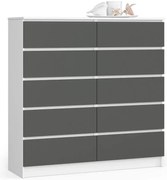 Komoda z szufladami biała + grafit P6-C78