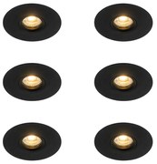 Zestaw 6 Nowoczesna wpuszczana plamka czarna 12 cm - Buco Oswietlenie wewnetrzne