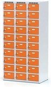 Alfa 3 Szafka skrytkowa S6, 30 schowków, 1800 x 900 x 500 mm, zamek obrotowy, drzwi pomarańczowe