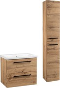 Zestaw do Łazienki 60cm Szafka z Umywalką Słupek Wysoki Dąb Wotan Aster