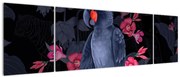 Obraz - Papuga wśród kwiatów (170x50 cm)