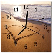 Zegar ścienny kwadrat Serce na plaży