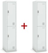 Szafka ubraniowa dwudrzwiowa 1+1 GRATIS, zamek cylindryczny, szara/szara