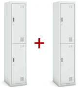 Szafka ubraniowa dwudrzwiowa 1+1 GRATIS, zamek cylindryczny, szara/szara