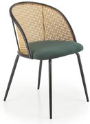 Zielone krzesło z rattanowym oparciem M1-M27
