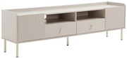 Szafka RTV 2-drzwiowa z 2 szufladami i 2 niszami - Beżowa i złota - LUNAOR
