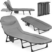 Leżanka turystyczna Venturo - składane łóżko polowe na camping, kolor szary