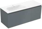 Mexen Rivel szafka łazienkowa 120 cm z umywalką Vela lewą, 1S, 1D, ryflowana, grafit mat/biała mat - 91A23-12047-3-BBFF66-W23L01