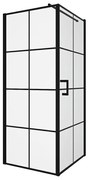 Parawan prysznicowy stały z drzwiami obrotowymi w kolorze czarnym matowym - 80 x 80 x 190 cm - CAPARICA