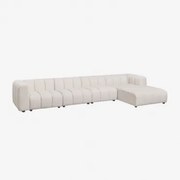 4-częściowa Modułowa Sofa Leżanka Prawa, W Tkaninie Bouclé Eliot Tkanina Bouclé W Kolorze Kremowo-beżowym - Sklum