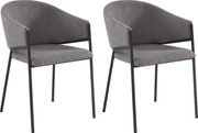 Zestaw 2 krzeseł z podłokietnikami z tkaniny i metalu – kolor szary – ORDIDA marki Pascal Morabito