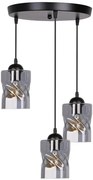Czarna lampa wisząca do salonu z 3 kloszami ze szkła dymionego - Z026 D8-B03