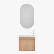 Zestaw Wiszących Mebli Łazienkowych Zintegrowany Z Umywalką Narek Popielaty Brąz & Owalny Z Miejscem Do Przechowywania Czarny - Sklum