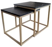 Stolik kawowy 2w1 CUBE marmur czarny/złoty ATOS