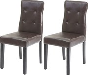 Krzesło do jadalni MCW-E58 (zestaw 2 sztuk),  imitacja skóry brązowy, ciemne nogi