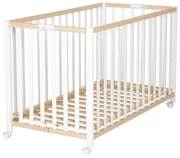 Biało-naturalne łóżeczko na kółkach 60x120 cm Fold up – Roba