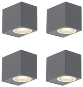 Zewnetrzna Zestaw 4 Nowoczesnych lamp ściennych ciemnoszarych IP44 - Baleno Nowoczesny Oswietlenie zewnetrzne