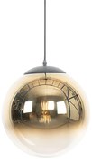 Lampa wisząca w stylu art deco czarna ze złotym szkłem 33 cm - Pallon