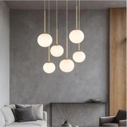 Ondaluce - Żyrandol na lince JEWEL 6xE14/10W/230V, średnica 55 cm, złoty/biały